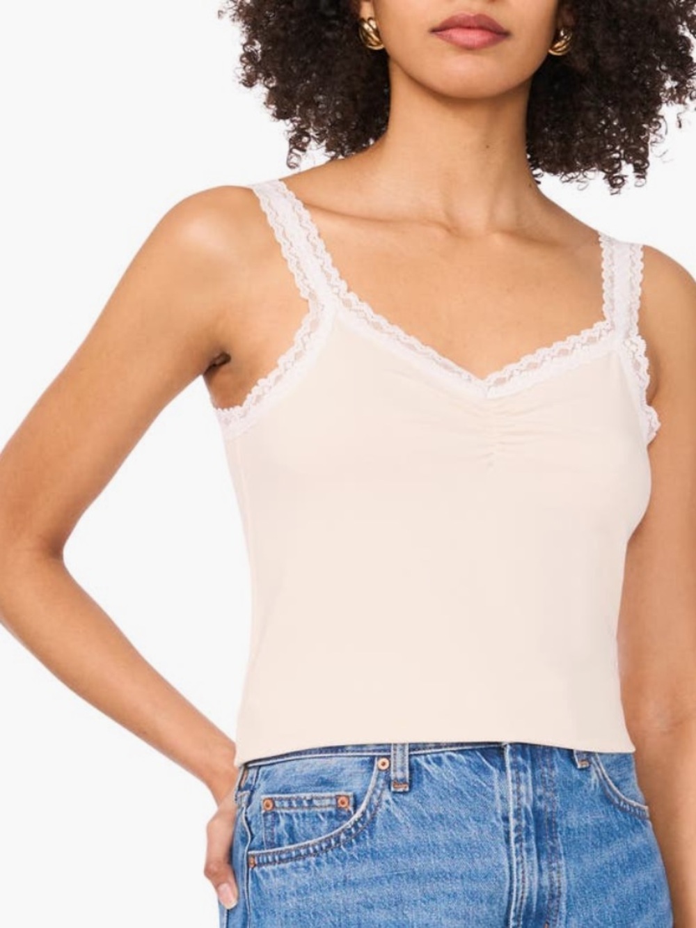 NWT - 1.State Lace Trim Cotton Jersey Tank Size Medium